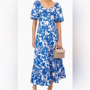 Hyacinth House Blue Floral Puff Sleeve Maxi Dress NWT Size Medium